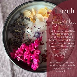 Self love affirmation candle 8oz tin. Magnolia & sea breeze amethyst